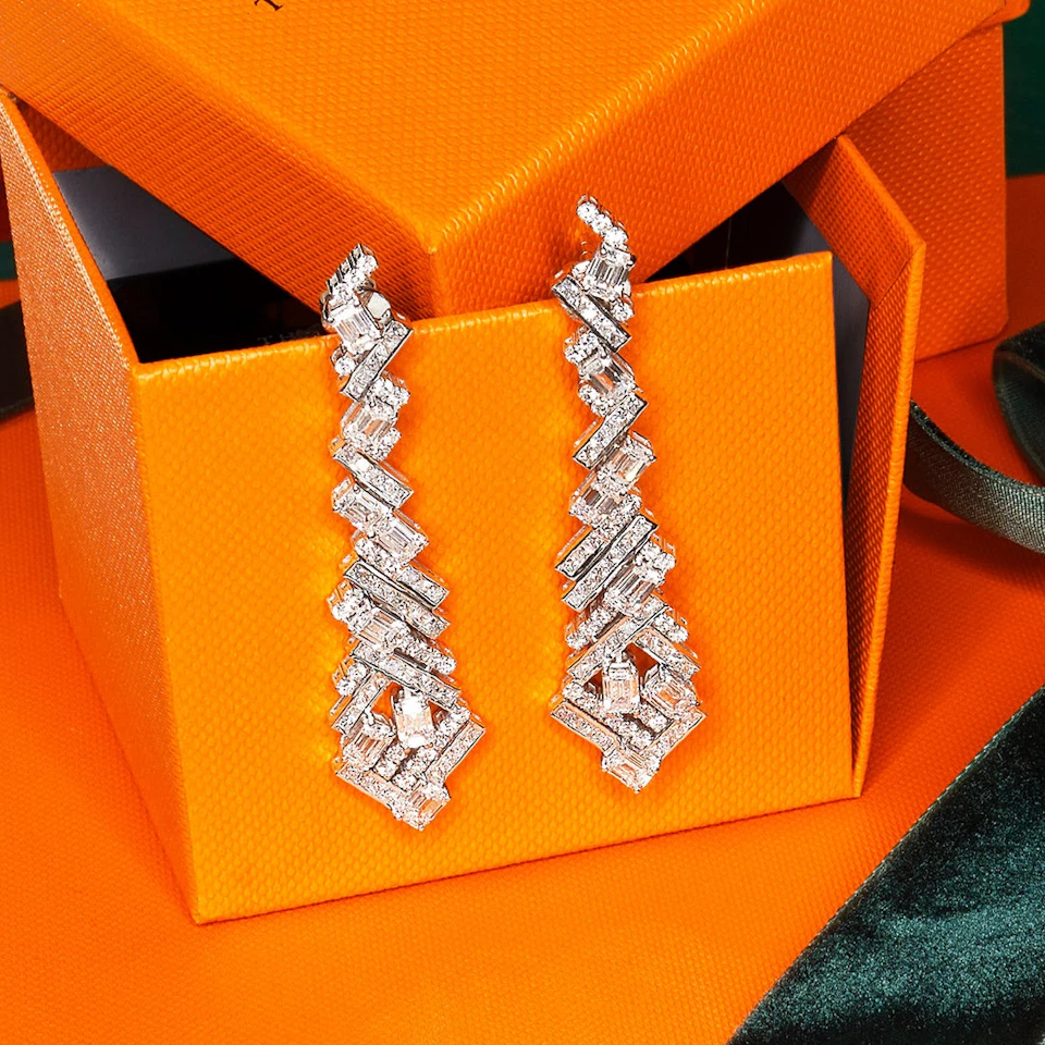 LUXE 8.00ct Lab Diamond Chandelier Earrings with IGI Certified Mixed-Cut Diamonds in 18K White Gold