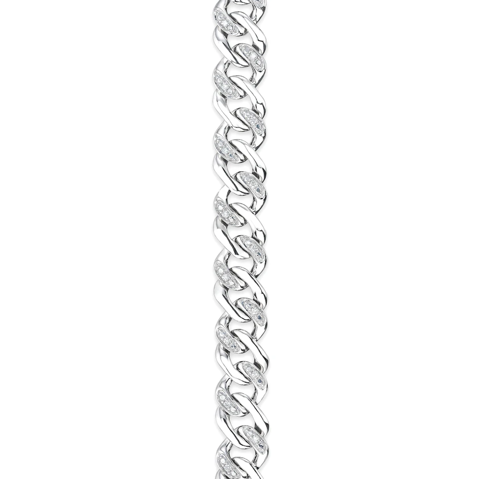 0.50ct Mens Lab Diamond Cuban Link Bracelet in 925 Sterling Silver