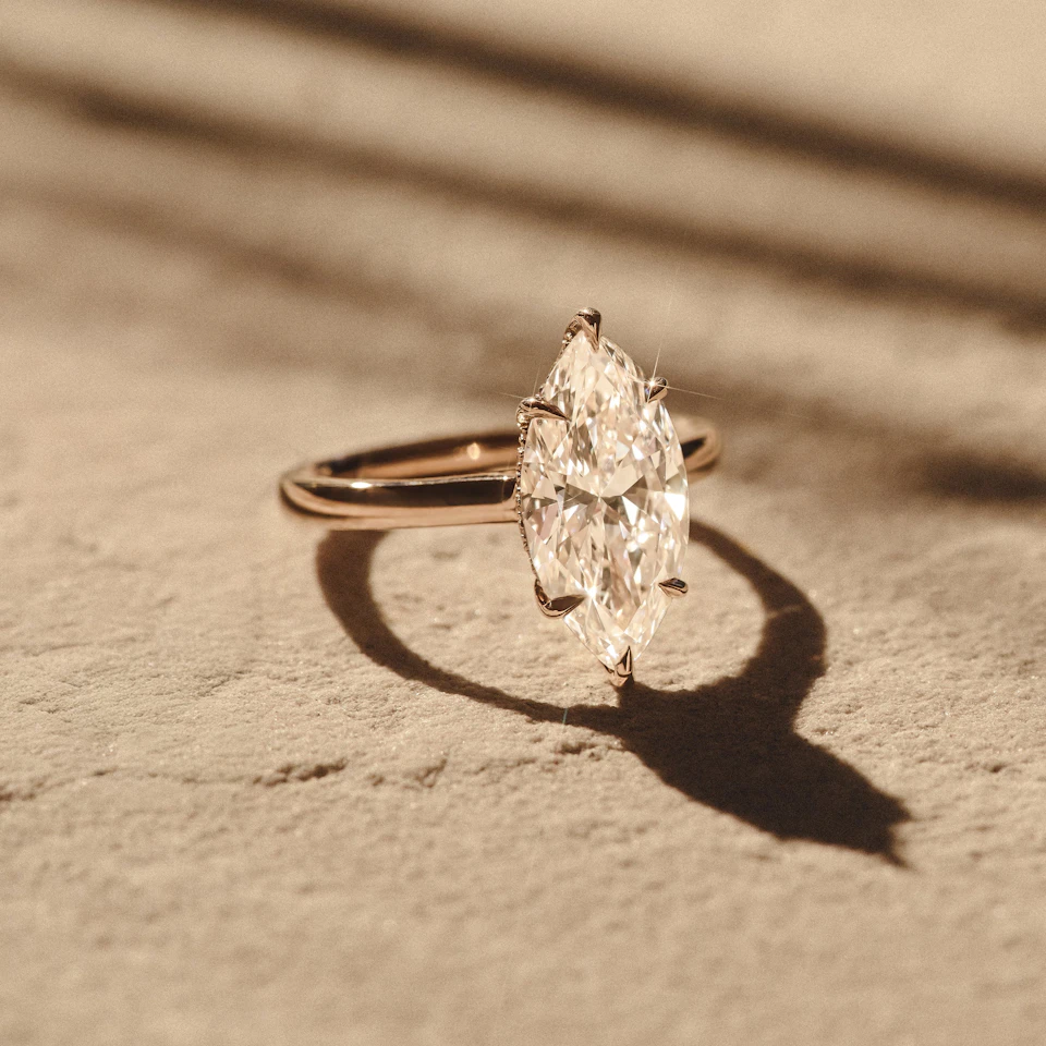 Amora Marquise 3.00ct Lab Diamond Engagement Ring G/VS Set in 18K Gold