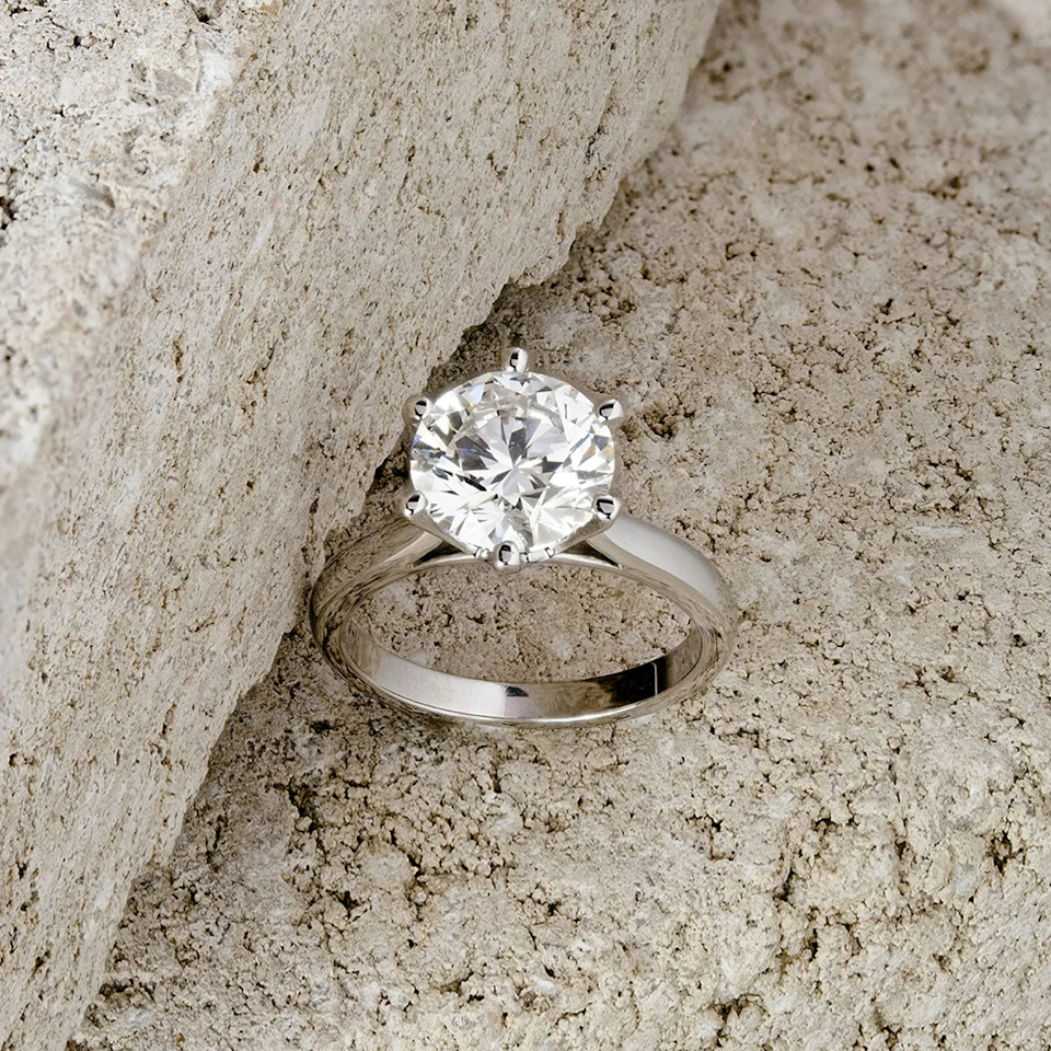 Low Set Chloe 3.00ct Lab Diamond Round Cut Engagement Ring in 18K White Gold G/VS1