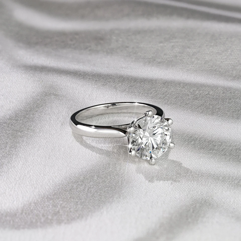 Low Set Chloe 3.00ct Lab Diamond Round Cut Engagement Ring in 18K White Gold G/VS1