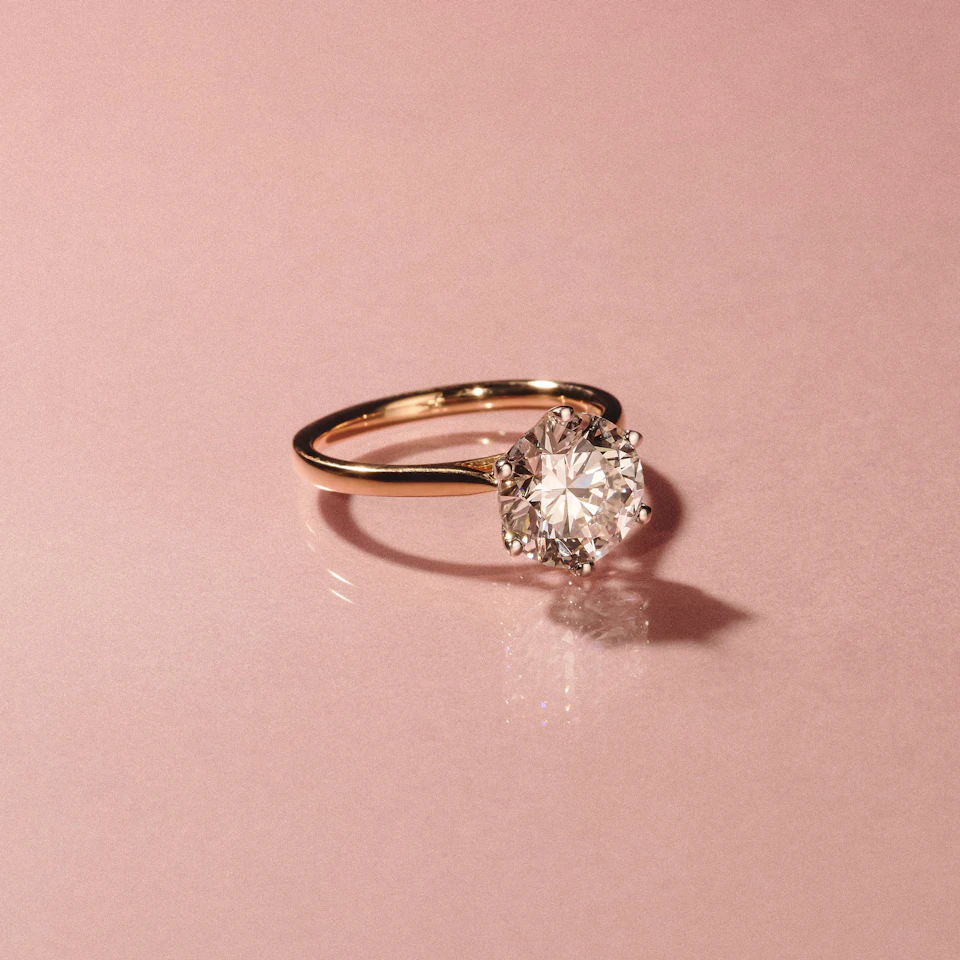 Low Set Chloe 3.00ct Lab Diamond Round Cut Engagement Ring in 18K Yellow Gold G/VS1
