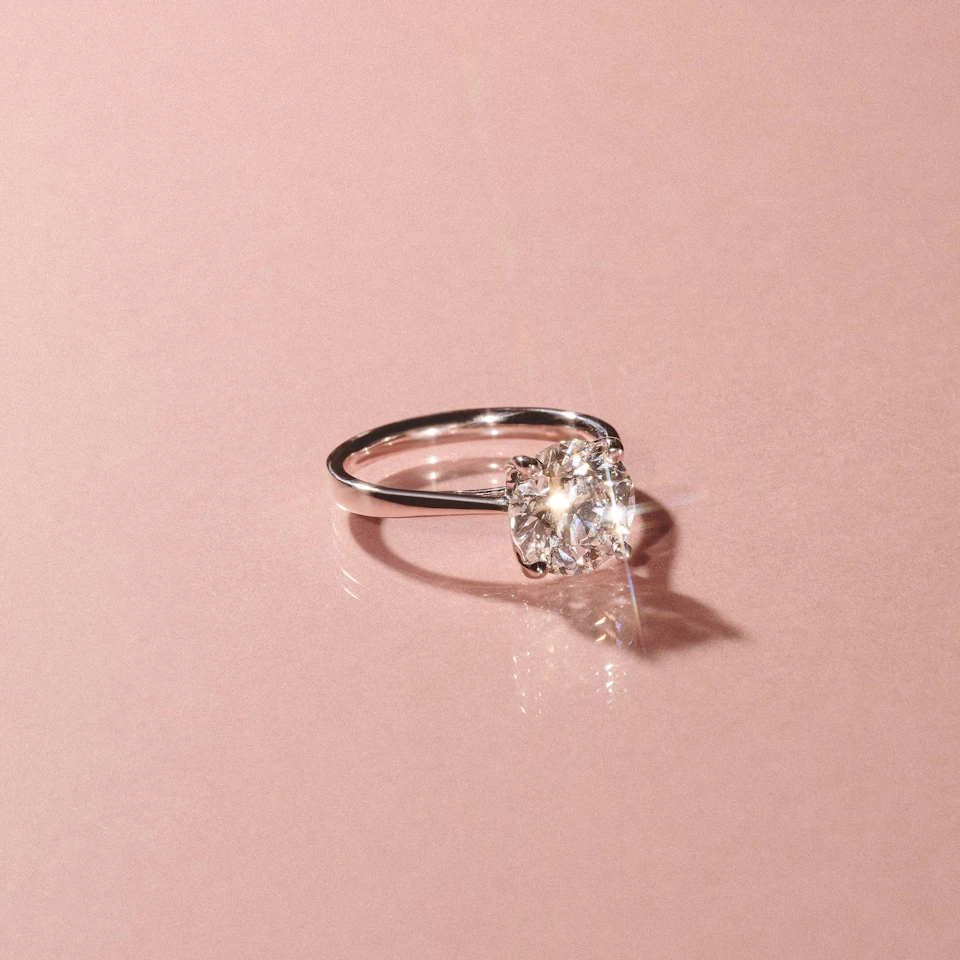Low Set Chloe 3.00ct Lab Diamond Round Cut Engagement Ring in Platinum G/VS1