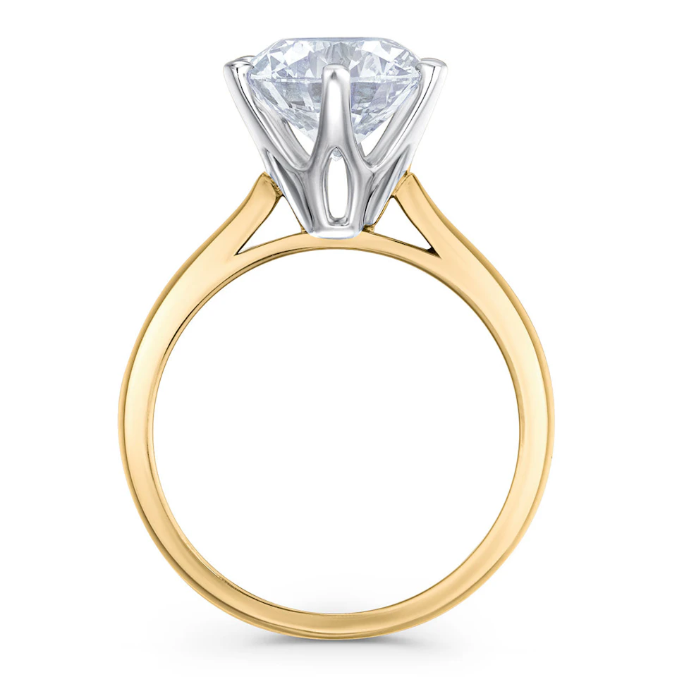 Low Set Chloe 3.00ct Lab Diamond Round Cut Engagement Ring in 18K Yellow Gold G/VS1