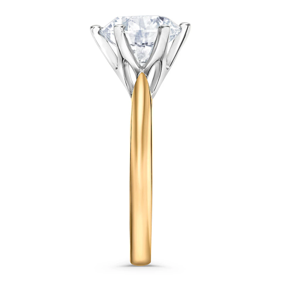 Low Set Chloe 3.00ct Lab Diamond Round Cut Engagement Ring in 18K Yellow Gold G/VS1