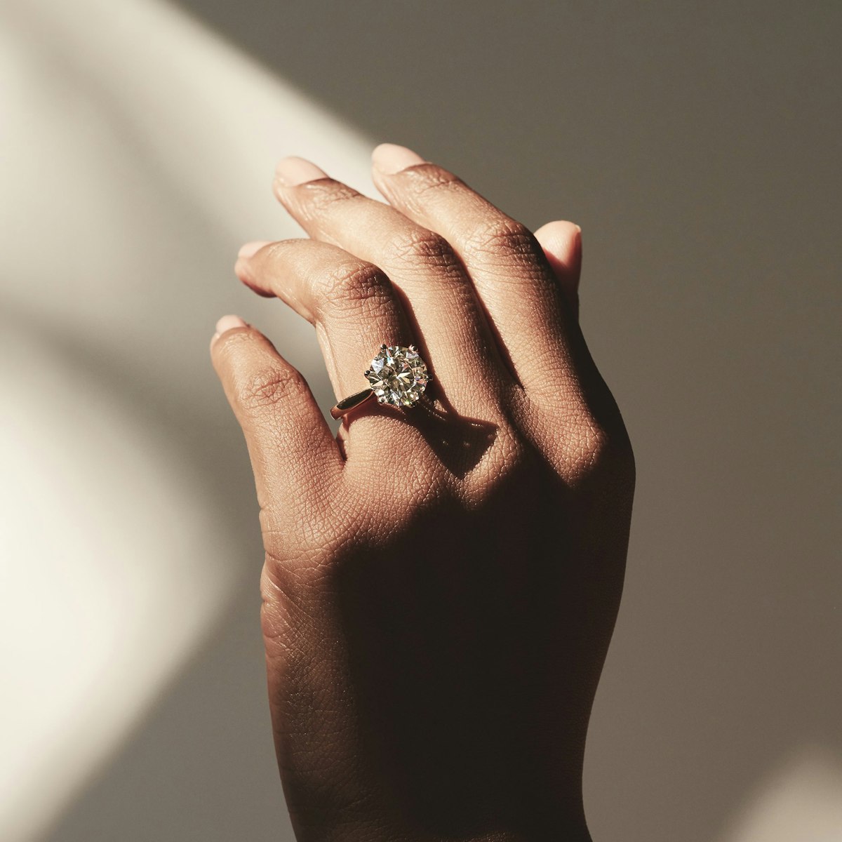 Low Set Chloe 5.00ct Lab Diamond Round Cut Engagement Ring in 18K Yellow Gold G/VS1