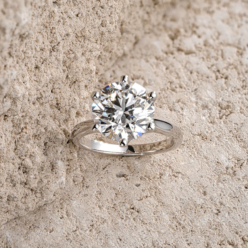 Low Set Chloe 5.00ct Lab Diamond Round Cut Engagement Ring in 18K White Gold G/VS1