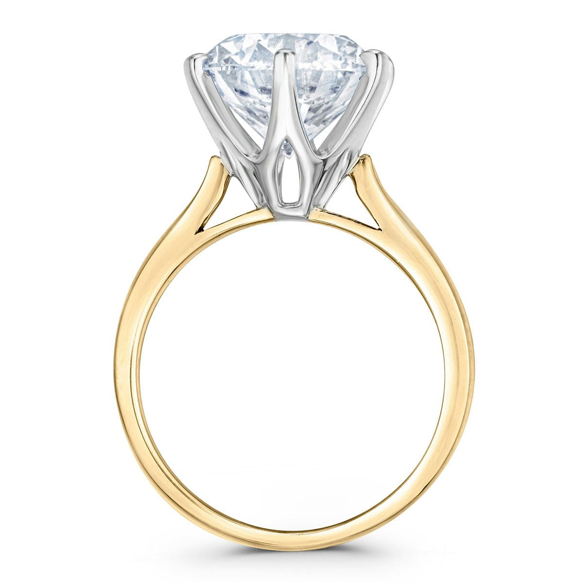 Low Set Chloe 5.00ct Lab Diamond Round Cut Engagement Ring in 18K Yellow Gold G/VS1