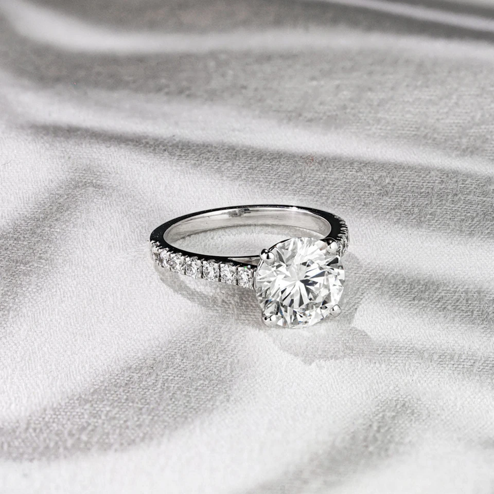 Natalia 3.45ct Lab Diamond Round Cut Engagement Ring in 18K White Gold G/VS1
