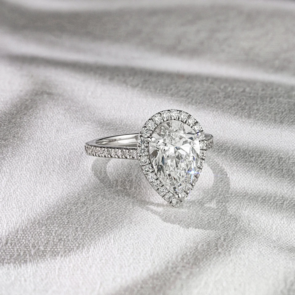 Diana 3.60ct Lab Diamond Pear Cut Engagement Ring in 18K White Gold G/VS1