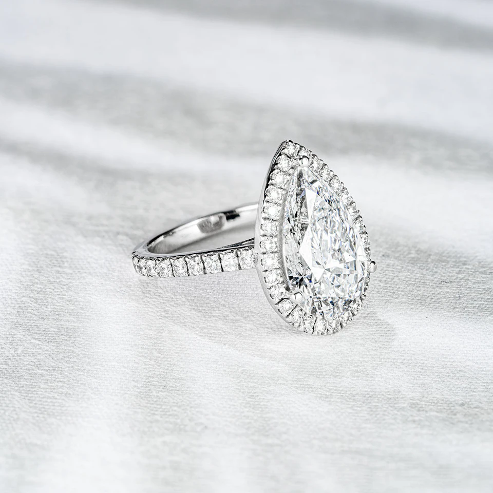 Diana 5.90ct Lab Diamond Pear Cut Engagement Ring in Platinum G/VS1