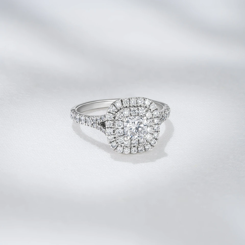 Anastasia Diamond Halo Engagement Ring in Platinum 1.30ct G/VS2