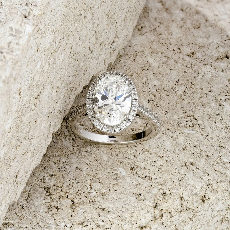 Georgina 3.50ct Lab Diamond Oval Cut Engagement Ring in Platinum G/VS1
