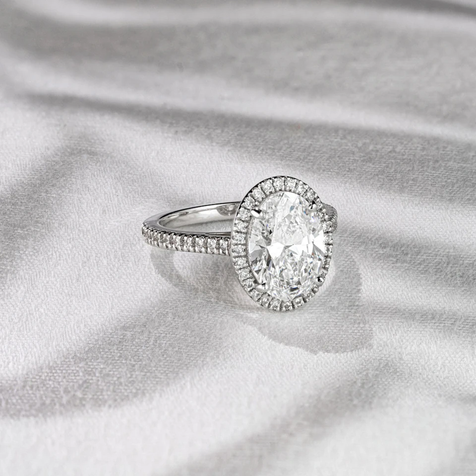 Georgina 3.50ct Lab Diamond Oval Cut Engagement Ring in 18K White Gold G/VS1