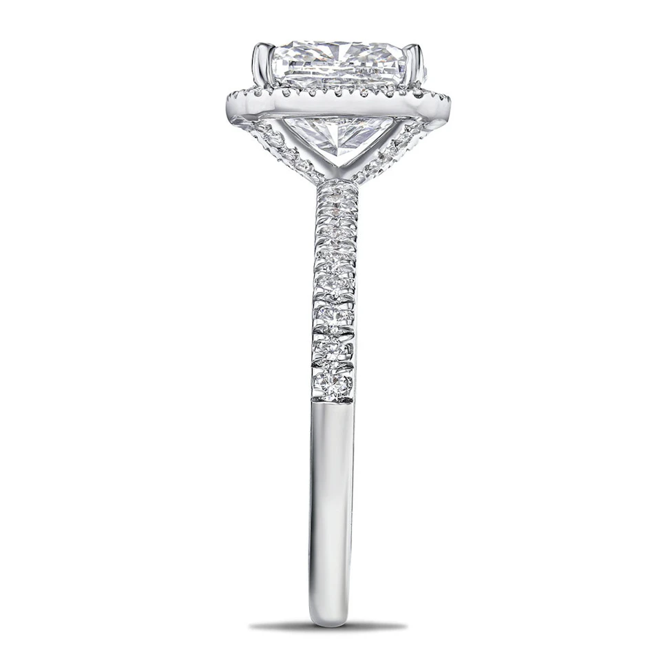 Beatrice 3.55ct Lab Diamond Cushion Cut Engagement Ring in 18K White Gold G/VS1