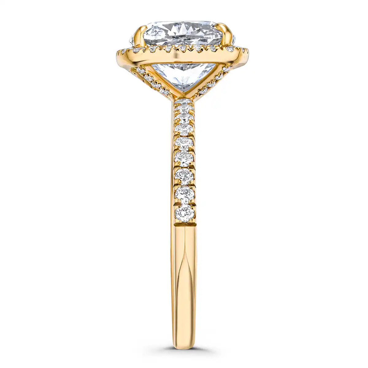 Beatrice 3.55ct Lab Diamond Cushion Cut Engagement Ring in 18K Yellow Gold G/VS1