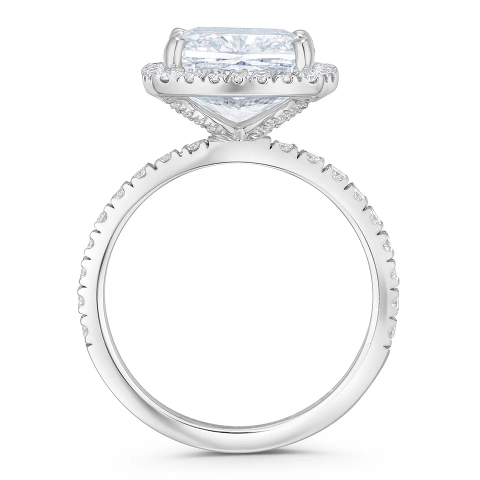 Beatrice 5.75ct Lab Diamond Cushion Cut Engagement Ring in 18K White Gold G/VS1