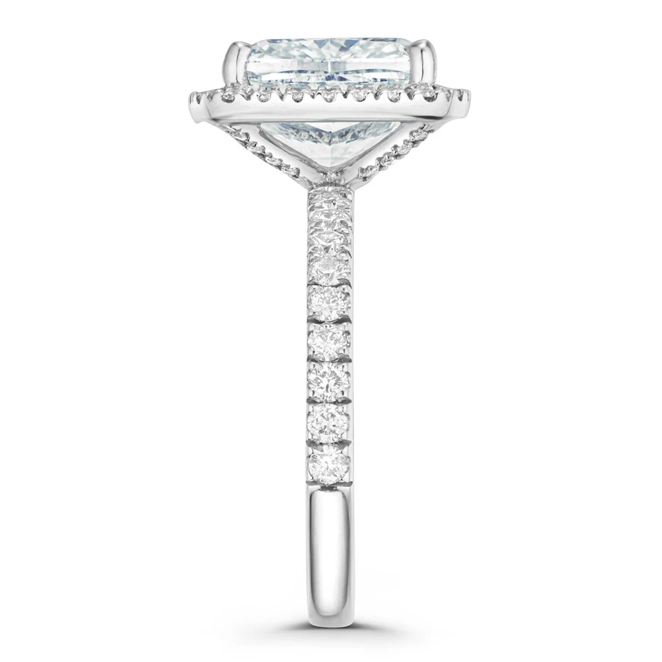 Beatrice 5.75ct Lab Diamond Cushion Cut Engagement Ring in 18K White Gold G/VS1