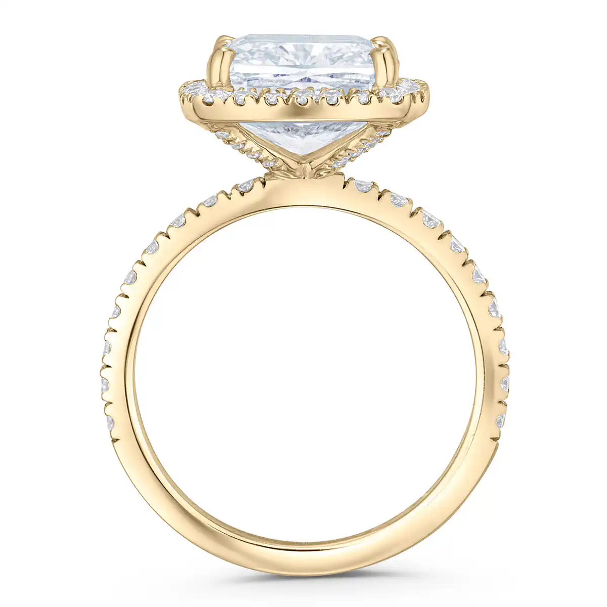 Beatrice 5.75ct Lab Diamond Cushion Cut Engagement Ring in 18K Yellow Gold G/VS1