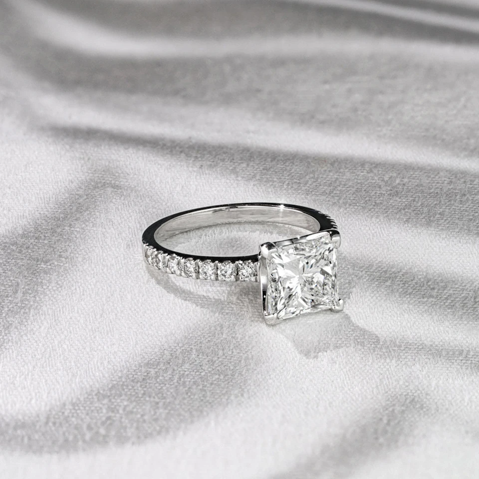 Katerina 3.45ct Lab Diamond Princess Cut Engagement Ring in Platinum G/VS1