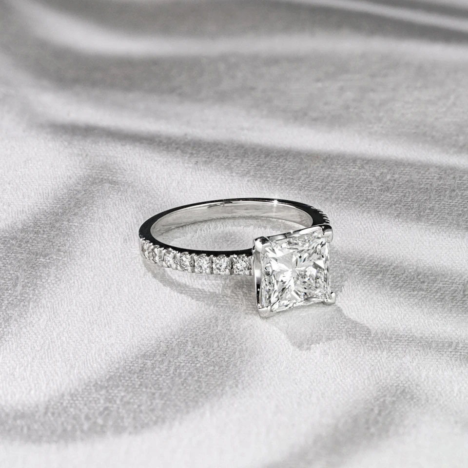 Katerina 3.45ct Lab Diamond Princess Cut Engagement Ring in 18K White Gold G/VS1