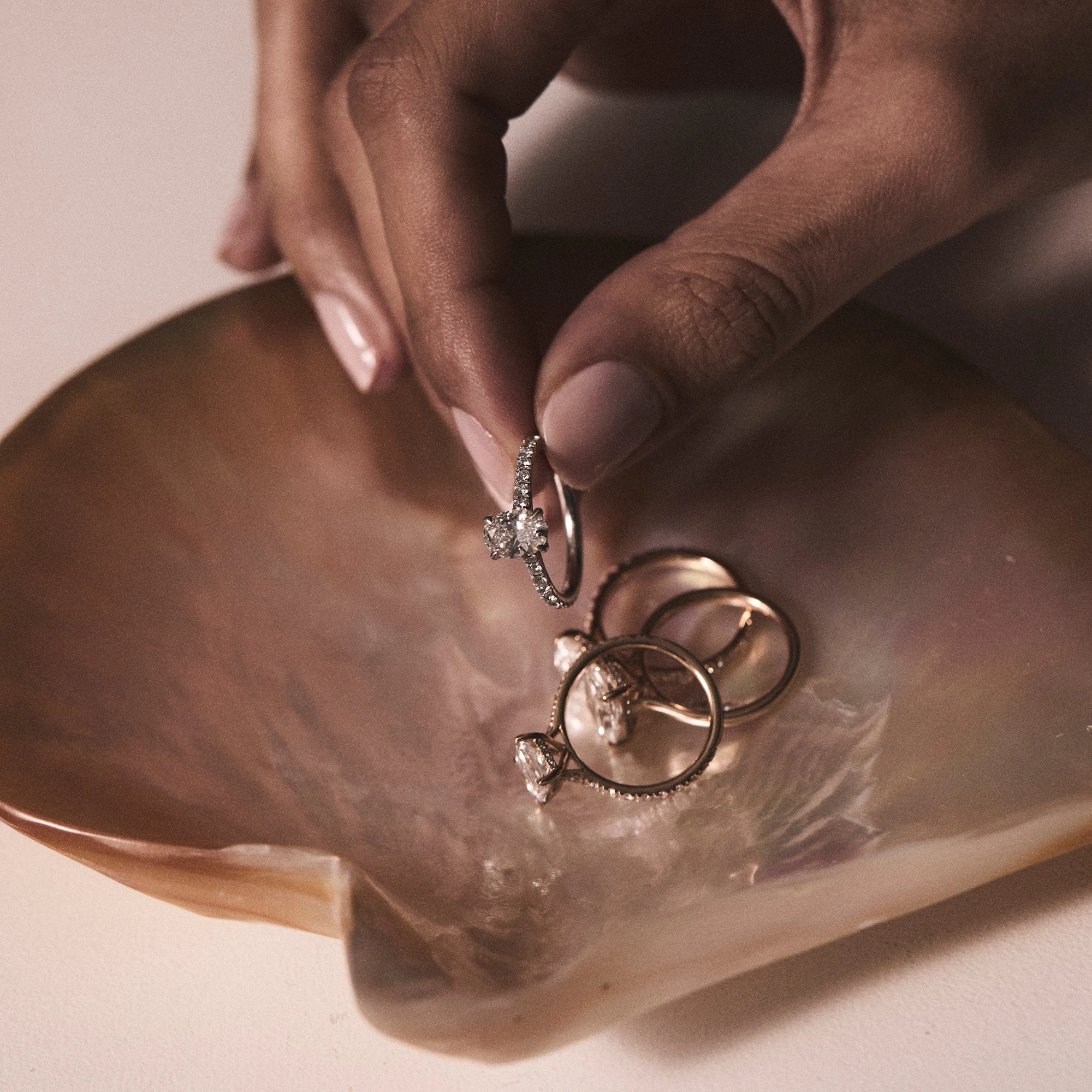 Amora Oval 1.00ct Hidden Halo Lab Diamond Engagement Ring With Side Stones Set in 18K White Gold