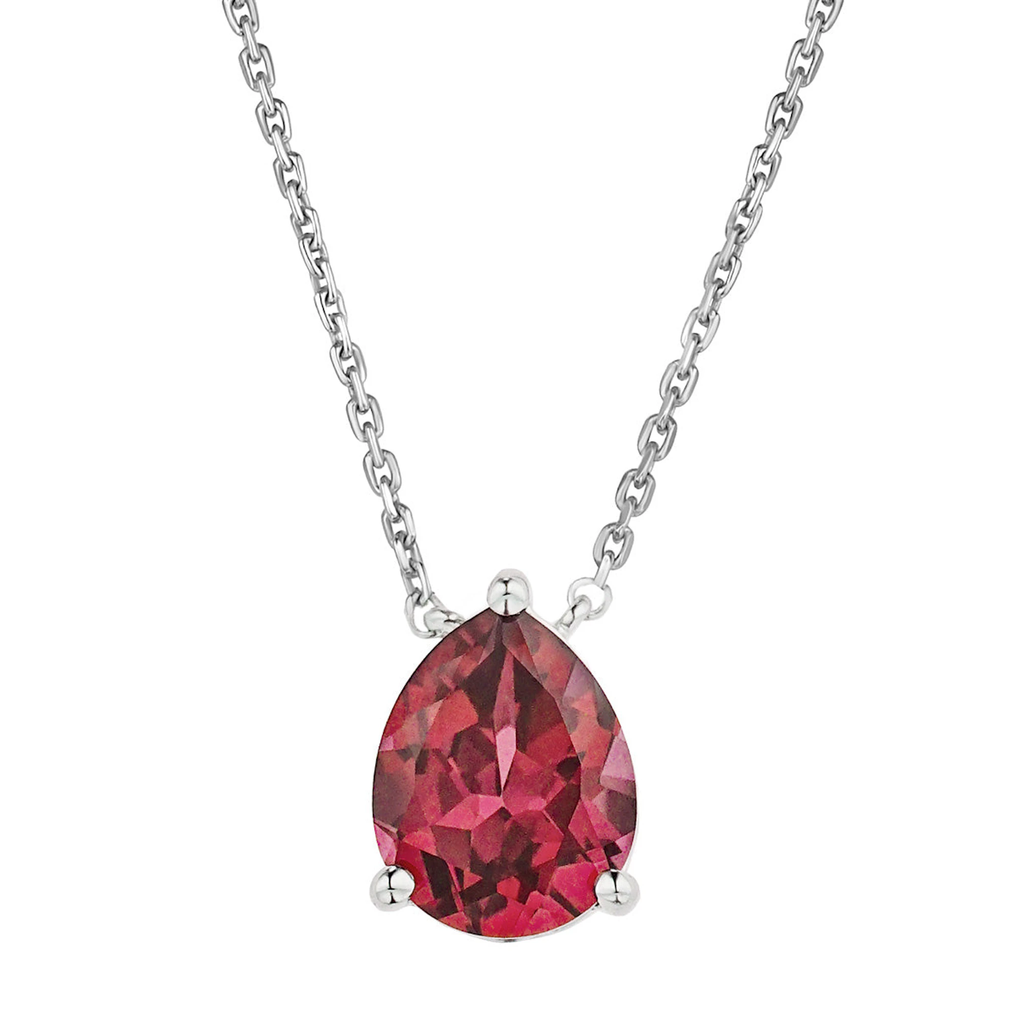 Astra 6.80ct Lab Ruby and Diamond Drop Pear Cut Earrings in Silver ...