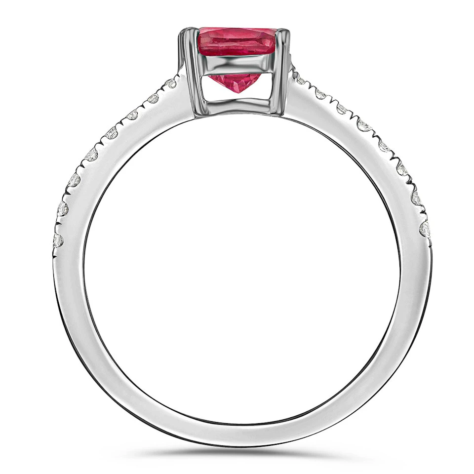 Astra 2.00ct Lab Ruby and Diamond Shoulder Set Cushion Cut Ring in Silver