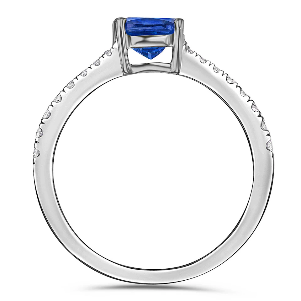 Astra 2.30ct Lab Sapphire and Diamond Shoulder Set Cushion Cut Ring in Silver