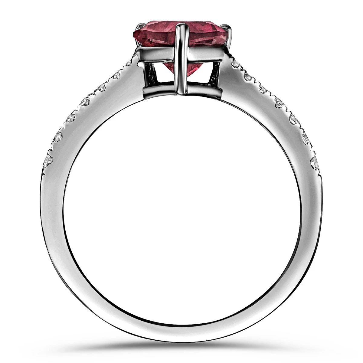 Astra 3.50ct Lab Ruby and Diamond Shoulder Set Pear Cut Ring in Silver ...