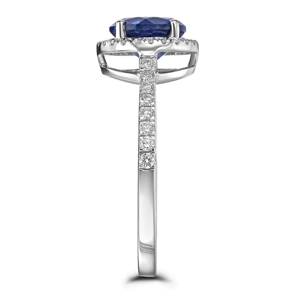 Astra 3.60ct Lab Sapphire and Diamond Halo Shoulder Set Round Cut in Silver
