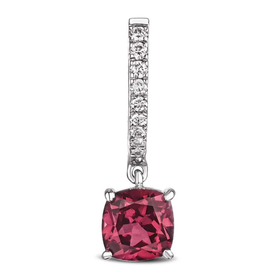 Astra 4.00ct Lab Ruby and Diamond Drop Cushion Cut Earrings in Silver