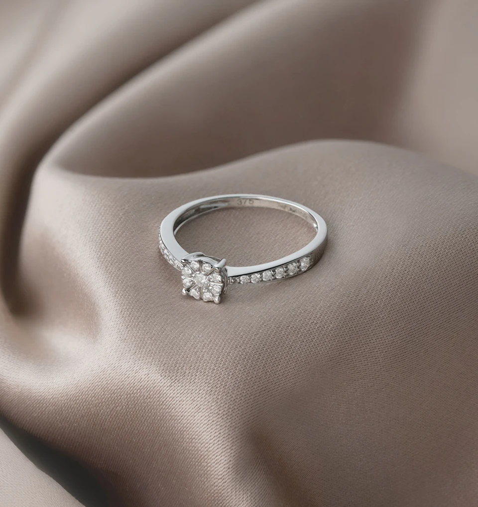 Masami Lab Diamond Engagement Ring 0.20ct Pave Set in 925 Sterling Silver