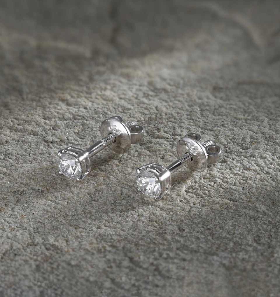 Diamond Earrings 0.40CT Studss Premium Quality in 18K White Gold 3.8mm