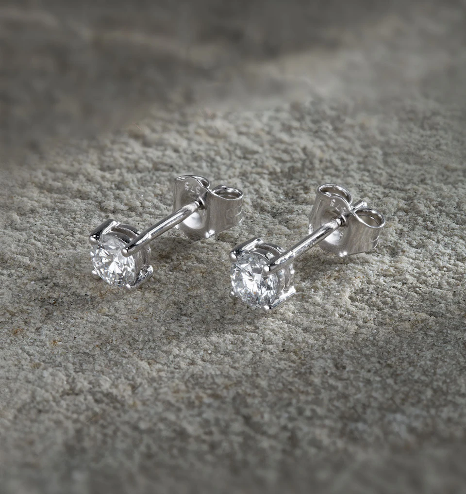 Diamond Earrings 0.50CT Studs G/Vs Quality in 18K White Gold - 4.1mm