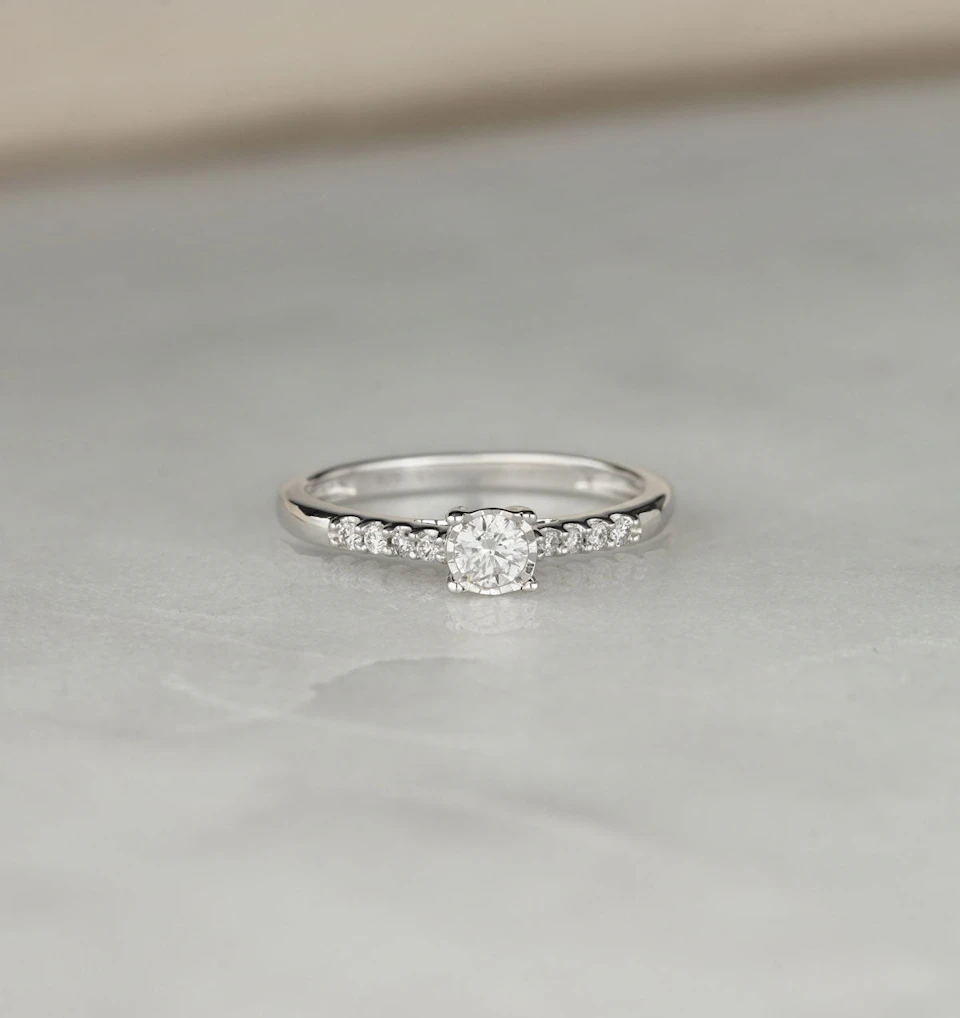 Lab Diamond Side Stone Engagement Ring 0.25ct H/Si in 925 Silver