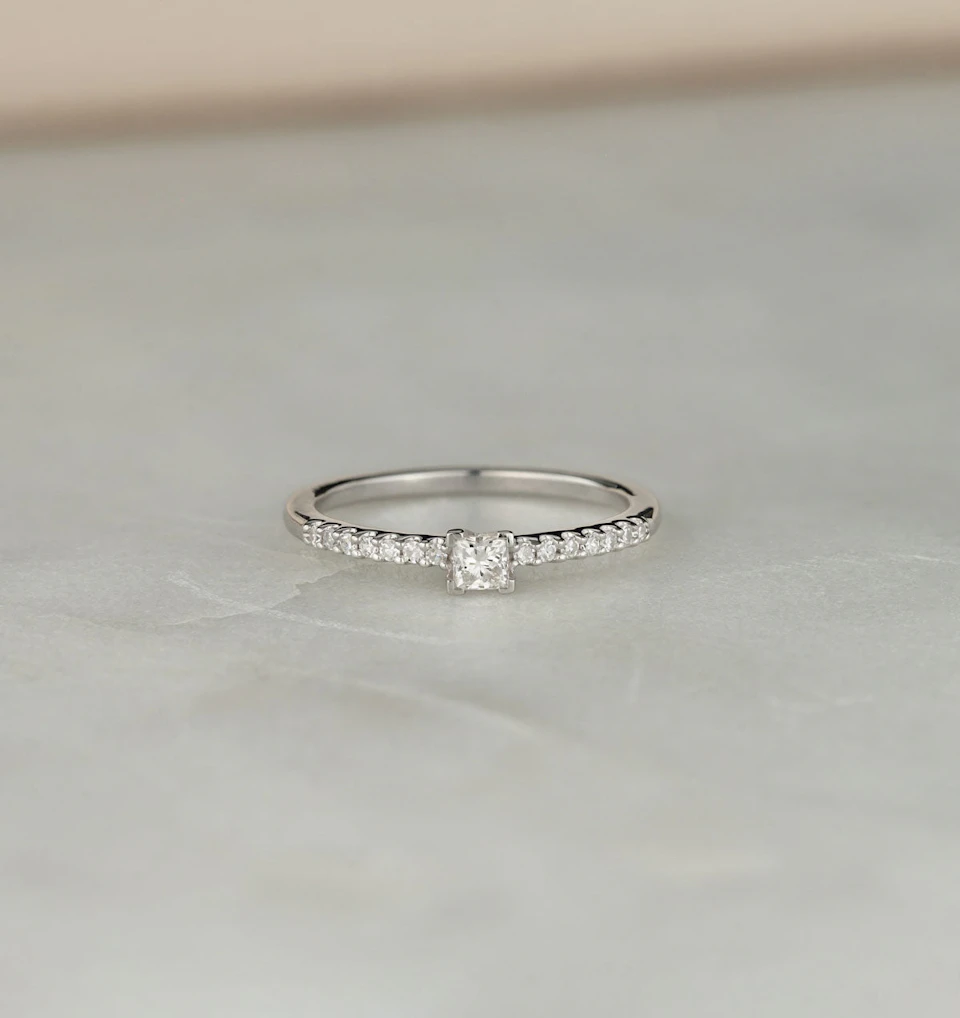 Princess Cut Lab Diamond Engagement Ring 0.25ct H/Si in 925 Silver