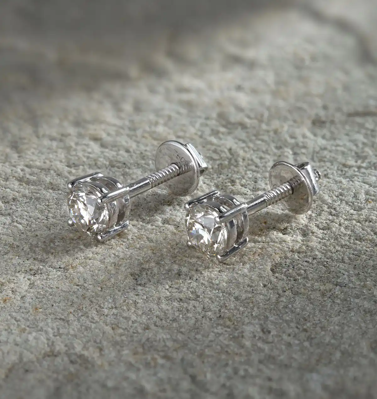 Lab Diamond Stud Earrings 1.00CT F/VS1 Quality 18K White Gold - 5.1mm