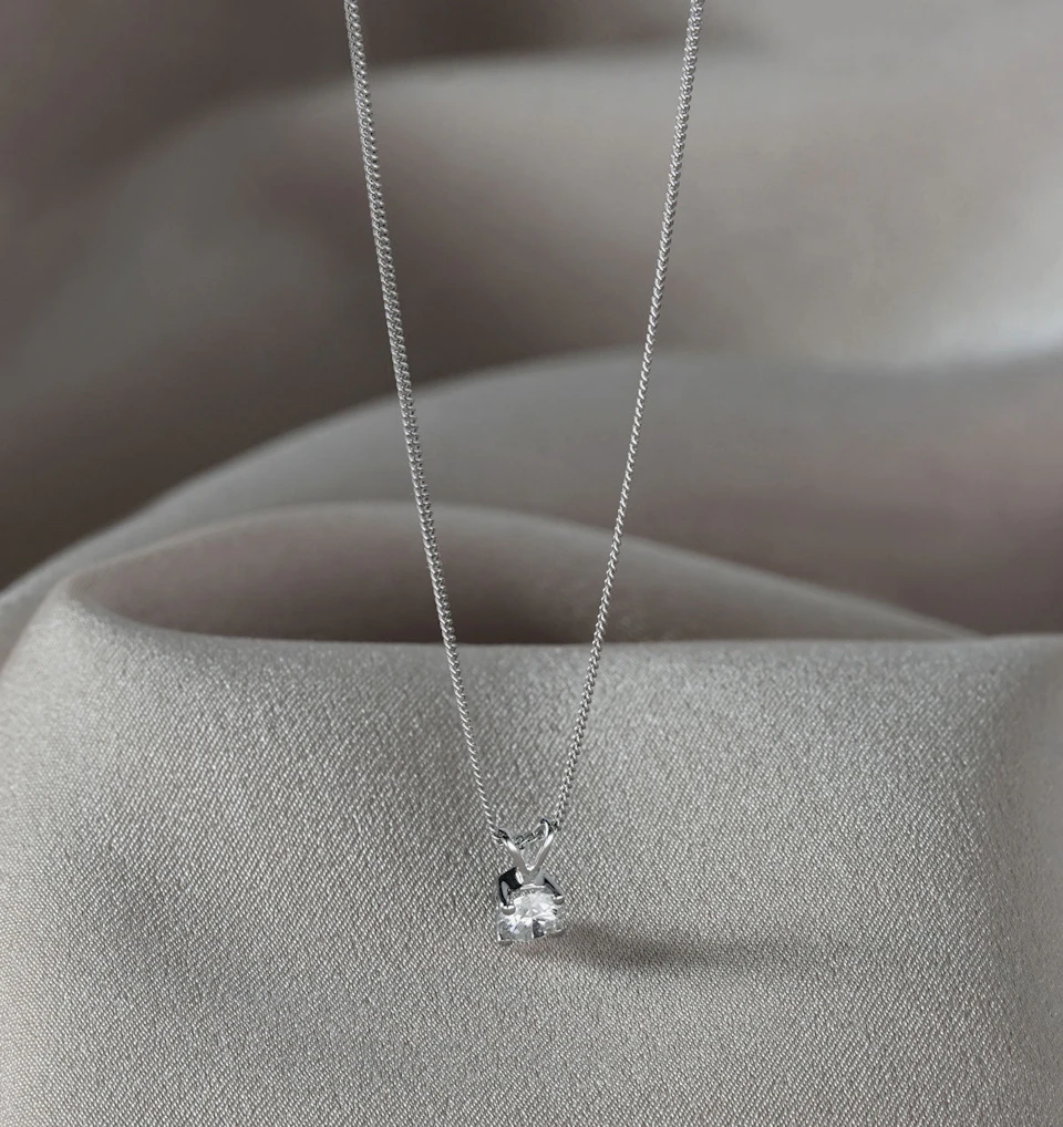 Chloe 0.33ct Lab Diamond Solitaire Necklace Pendant in 9K White Gold H/Si