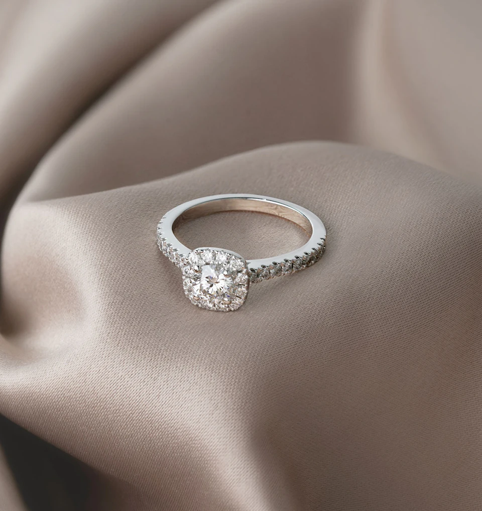 Elizabeth Lab Diamond Halo Engagement Ring in Platinum 1.00ct F/VS1