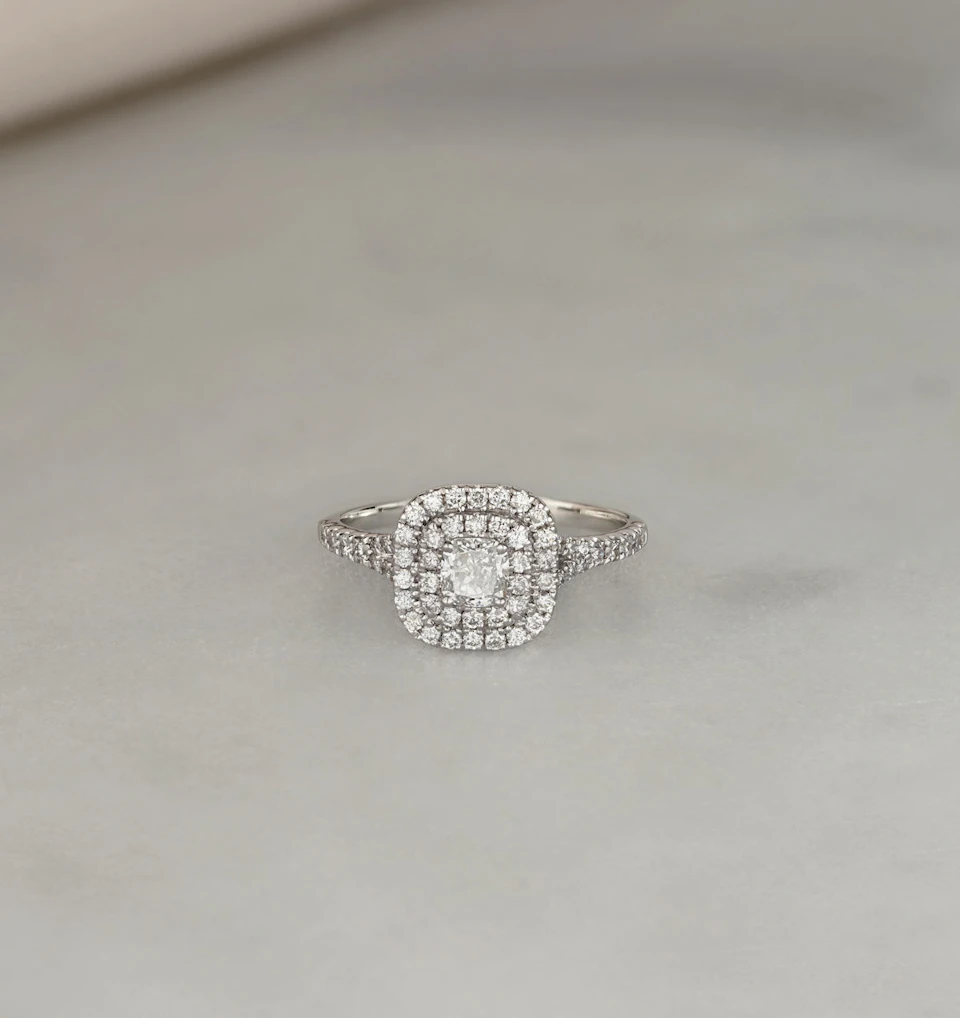 Anastasia GIA Diamond Halo Engagement Ring in Platinum 1.45ct G/VS2