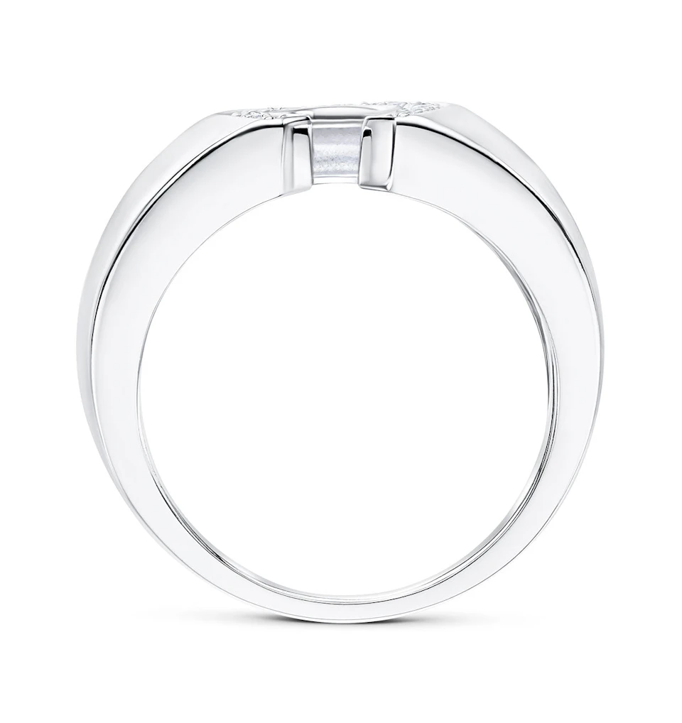 18K White Gold Diamond Horseshoe Ring 0.15CT