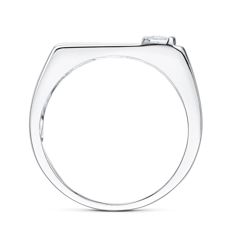 Princess Cut Diamond 0.50ct 18K White Gold Gents Ring - SIZE T
