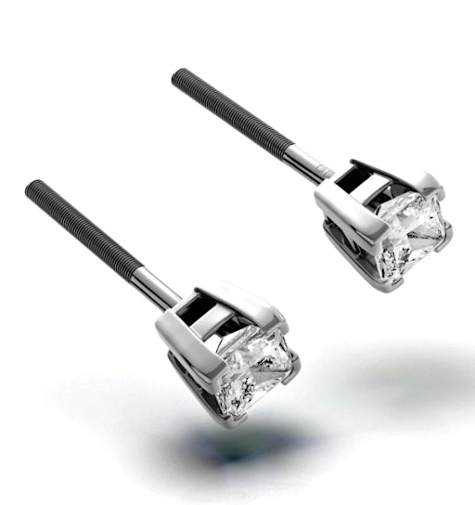 Platinum Princess Diamond Earrings - 0.30CT - G/VS - 3mm
