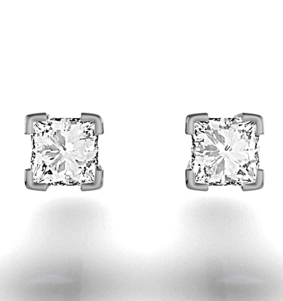 18K White Gold Princess Lab Diamond Earrings - 0.50CT - F/VS - 3.4mm
