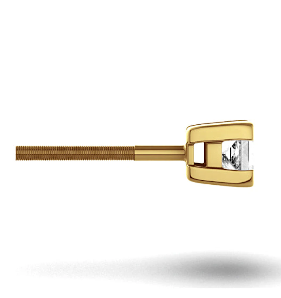 18K Gold Princess Lab Diamond Earrings - 0.50CT - F/VS - 3.4mm