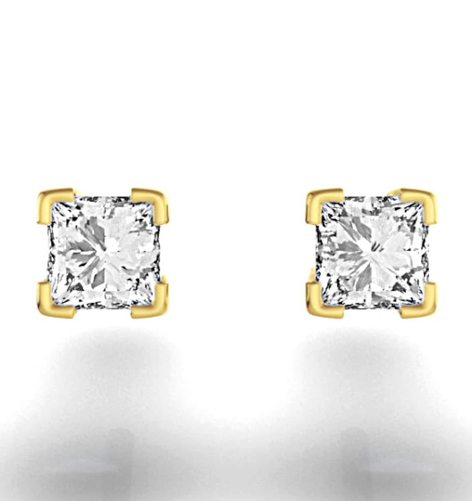 18K Gold Princess Lab Diamond Earrings - 0.50CT - F/VS - 3.4mm