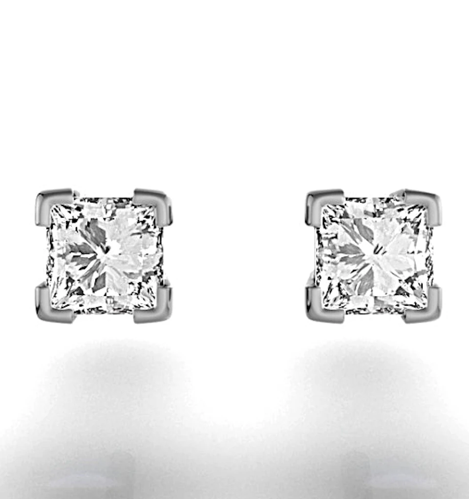 18K White Gold Princess Diamond Earrings - 0.66CT - G/VS - 3.8mm