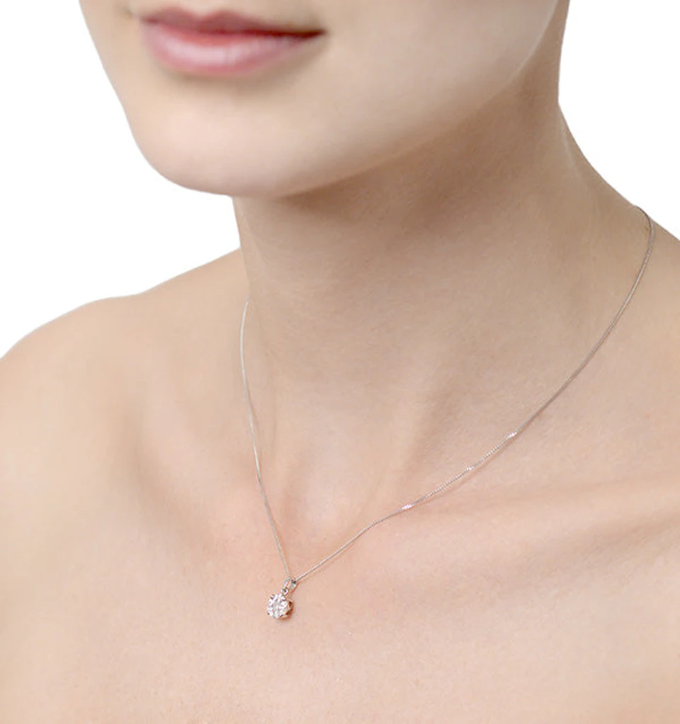 Galileo 1.00ct Solitaire Look Diamond 0.41ct 18K White Gold Necklace