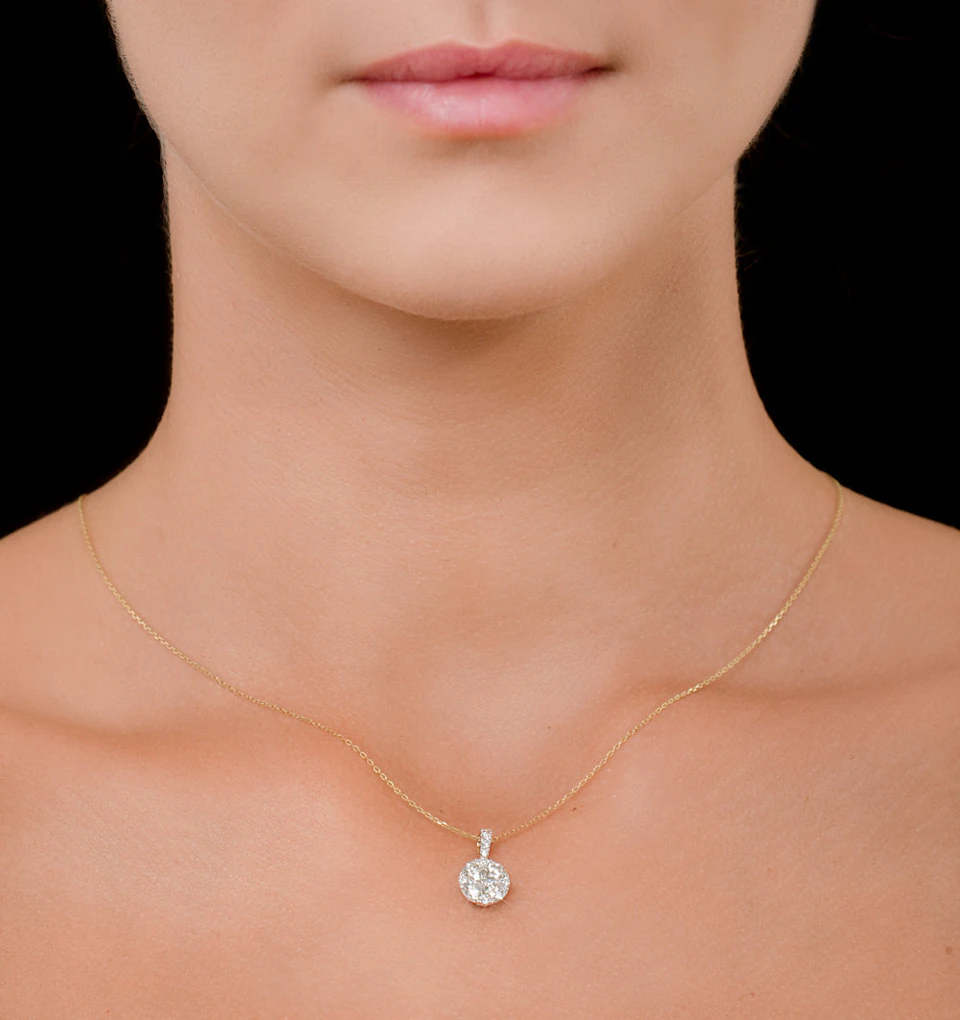 Lab Diamond Moyen Galileo 1CT Pendant Necklace in 9K White Gold